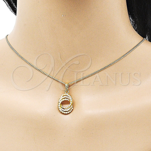 Juego de Arete y Dije de Adulto 10.379.0050 Oro Laminado, con Marfil Perla, Pulido, Tono Dorado
