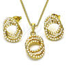 Juego de Arete y Dije de Adulto 10.379.0050 Oro Laminado, con Marfil Perla, Pulido, Tono Dorado