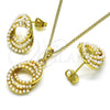 Juego de Arete y Dije de Adulto 10.379.0050 Oro Laminado, con Marfil Perla, Pulido, Tono Dorado