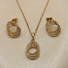 Juego de Arete y Dije de Adulto 10.379.0050 Oro Laminado, con Marfil Perla, Pulido, Tono Dorado