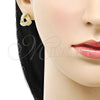 Arete Dormilona 02.379.0023 Oro Laminado, Diseño de Nudo, con Marfil Perla, Pulido, Tono Dorado