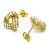 Arete Dormilona 02.379.0023 Oro Laminado, Diseño de Nudo, con Marfil Perla, Pulido, Tono Dorado