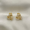 Arete Dormilona 02.379.0023 Oro Laminado, Diseño de Nudo, con Marfil Perla, Pulido, Tono Dorado