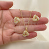 Juego de Arete y Dije de Adulto 10.379.0051 Oro Laminado, Diseño de Nudo, con Marfil Perla, Pulido, Tono Dorado