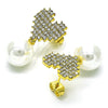 Arete Dormilona 02.379.0024 Oro Laminado, Diseño de Corazón, con Marfil Perla and Crystal Cristal, Pulido, Tono Dorado