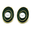 Arete Dormilona 02.379.0026.1 Oro Laminado, con Marfil Perla, Esmaltado Verde, Tono Dorado