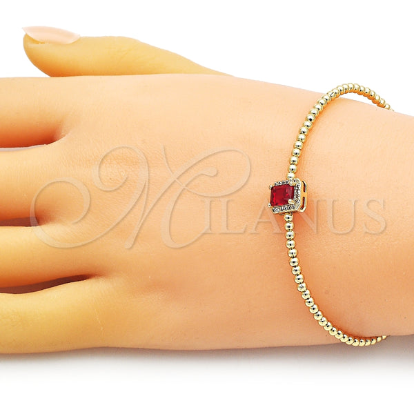 Aro Individual 07.228.0001 Oro Laminado, Diseño de Bola, con Granate Zirconia Cubica and Marfil Perla, Pulido, Tono Dorado (03 MM Thickness, One size fits all)