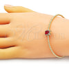Aro Individual 07.228.0001 Oro Laminado, Diseño de Bola, con Granate Zirconia Cubica and Marfil Perla, Pulido, Tono Dorado (03 MM Thickness, One size fits all)