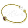Aro Individual 07.228.0001 Oro Laminado, Diseño de Bola, con Granate Zirconia Cubica and Marfil Perla, Pulido, Tono Dorado (03 MM Thickness, One size fits all)