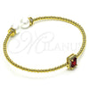 Aro Individual 07.228.0001 Oro Laminado, Diseño de Bola, con Granate Zirconia Cubica and Marfil Perla, Pulido, Tono Dorado (03 MM Thickness, One size fits all)