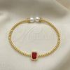 Aro Individual 07.228.0001 Oro Laminado, Diseño de Bola, con Granate Zirconia Cubica and Marfil Perla, Pulido, Tono Dorado (03 MM Thickness, One size fits all)