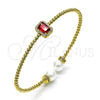 Aro Individual 07.228.0001 Oro Laminado, Diseño de Bola, con Granate Zirconia Cubica and Marfil Perla, Pulido, Tono Dorado (03 MM Thickness, One size fits all)
