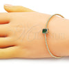 Aro Individual 07.228.0001.1 Oro Laminado, Diseño de Bola, con Verde Zirconia Cubica and Marfil Perla, Pulido, Tono Dorado (03 MM Thickness, One size fits all)