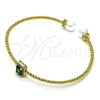 Aro Individual 07.228.0001.1 Oro Laminado, Diseño de Bola, con Verde Zirconia Cubica and Marfil Perla, Pulido, Tono Dorado (03 MM Thickness, One size fits all)