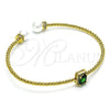 Aro Individual 07.228.0001.1 Oro Laminado, Diseño de Bola, con Verde Zirconia Cubica and Marfil Perla, Pulido, Tono Dorado (03 MM Thickness, One size fits all)
