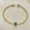 Aro Individual 07.228.0001.1 Oro Laminado, Diseño de Bola, con Verde Zirconia Cubica and Marfil Perla, Pulido, Tono Dorado (03 MM Thickness, One size fits all)