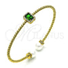 Aro Individual 07.228.0001.1 Oro Laminado, Diseño de Bola, con Verde Zirconia Cubica and Marfil Perla, Pulido, Tono Dorado (03 MM Thickness, One size fits all)