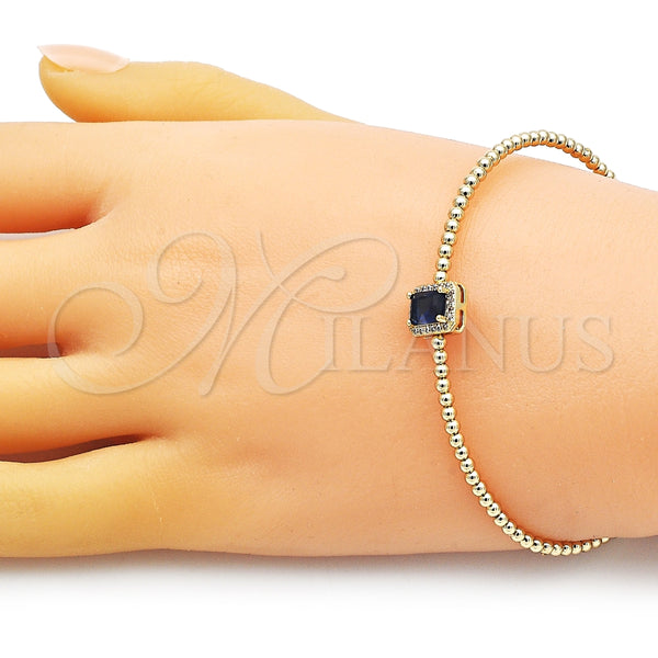Aro Individual 07.228.0001.2 Oro Laminado, Diseño de Bola, con Zafiro Azul Zirconia Cubica and Marfil Perla, Pulido, Tono Dorado (03 MM Thickness, One size fits all)