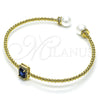 Aro Individual 07.228.0001.2 Oro Laminado, Diseño de Bola, con Zafiro Azul Zirconia Cubica and Marfil Perla, Pulido, Tono Dorado (03 MM Thickness, One size fits all)