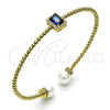 Aro Individual 07.228.0001.2 Oro Laminado, Diseño de Bola, con Zafiro Azul Zirconia Cubica and Marfil Perla, Pulido, Tono Dorado (03 MM Thickness, One size fits all)
