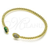 Aro Individual 07.228.0002.1 Oro Laminado, Diseño de Gota, con Verde Cristal and Blanca Micro Pave, Pulido, Tono Dorado (03 MM Thickness, One size fits all)