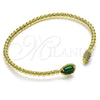 Aro Individual 07.228.0002.1 Oro Laminado, Diseño de Gota, con Verde Cristal and Blanca Micro Pave, Pulido, Tono Dorado (03 MM Thickness, One size fits all)