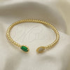 Aro Individual 07.228.0002.1 Oro Laminado, Diseño de Gota, con Verde Cristal and Blanca Micro Pave, Pulido, Tono Dorado (03 MM Thickness, One size fits all)