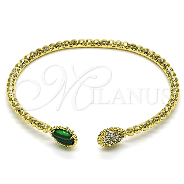 Aro Individual 07.228.0002.1 Oro Laminado, Diseño de Gota, con Verde Cristal and Blanca Micro Pave, Pulido, Tono Dorado (03 MM Thickness, One size fits all)