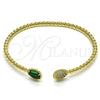 Aro Individual 07.228.0002.1 Oro Laminado, Diseño de Gota, con Verde Cristal and Blanca Micro Pave, Pulido, Tono Dorado (03 MM Thickness, One size fits all)