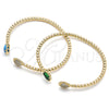 Aro Individual 07.228.0002.1 Oro Laminado, Diseño de Gota, con Verde Cristal and Blanca Micro Pave, Pulido, Tono Dorado (03 MM Thickness, One size fits all)