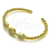 Aro Individual 07.228.0005 Oro Laminado, Diseño de Bola y Gota, con Blanca Micro Pave, Pulido, Tono Dorado (04 MM Thickness, One size fits all)