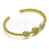 Aro Individual 07.228.0005 Oro Laminado, Diseño de Bola y Gota, con Blanca Micro Pave, Pulido, Tono Dorado (04 MM Thickness, One size fits all)