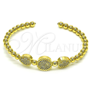 Aro Individual 07.228.0005 Oro Laminado, Diseño de Bola y Gota, con Blanca Micro Pave, Pulido, Tono Dorado (04 MM Thickness, One size fits all)