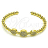 Aro Individual 07.228.0005 Oro Laminado, Diseño de Bola y Gota, con Blanca Micro Pave, Pulido, Tono Dorado (04 MM Thickness, One size fits all)