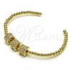 Aro Individual 07.228.0006 Oro Laminado, Diseño de Bola, con Blanca Micro Pave, Pulido, Tono Dorado (03 MM Thickness, One size fits all)