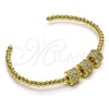 Aro Individual 07.228.0006 Oro Laminado, Diseño de Bola, con Blanca Micro Pave, Pulido, Tono Dorado (03 MM Thickness, One size fits all)
