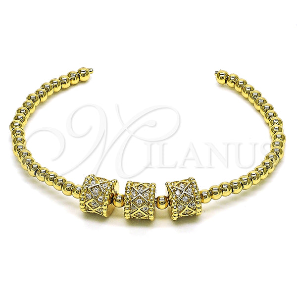 Aro Individual 07.228.0006 Oro Laminado, Diseño de Bola, con Blanca Micro Pave, Pulido, Tono Dorado (03 MM Thickness, One size fits all)