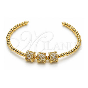 Aro Individual 07.228.0006 Oro Laminado, Diseño de Bola, con Micro Pave Blanca, Pulido, Tono Dorado (Grosor 03 MM, Talla Unica)