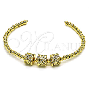 Aro Individual 07.228.0006 Oro Laminado, Diseño de Bola, con Blanca Micro Pave, Pulido, Tono Dorado (03 MM Thickness, One size fits all)