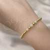 Aro Individual 07.228.0007 Oro Laminado, Diseño de Bola, con Blanca Micro Pave, Pulido, Tono Dorado (04 MM Thickness, One size fits all)
