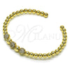 Aro Individual 07.228.0007 Oro Laminado, Diseño de Bola, con Blanca Micro Pave, Pulido, Tono Dorado (04 MM Thickness, One size fits all)