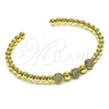 Aro Individual 07.228.0007 Oro Laminado, Diseño de Bola, con Blanca Micro Pave, Pulido, Tono Dorado (04 MM Thickness, One size fits all)