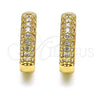 Argolla Huggie 02.195.0157.18 Oro Laminado, Diseño de Cluster, con Blanca Micro Pave, Pulido, Tono Dorado