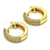Argolla Huggie 02.195.0157.18 Oro Laminado, Diseño de Cluster, con Blanca Micro Pave, Pulido, Tono Dorado