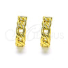 Argolla Huggie 02.195.0159.14 Oro Laminado, Diseño de Cubana, Pulido, Tono Dorado