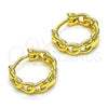 Argolla Huggie 02.195.0159.14 Oro Laminado, Diseño de Cubana, Pulido, Tono Dorado