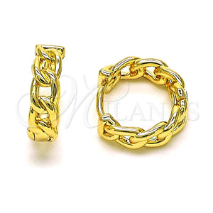 Argolla Huggie 02.195.0159.14 Oro Laminado, Diseño de Cubana, Pulido, Tono Dorado