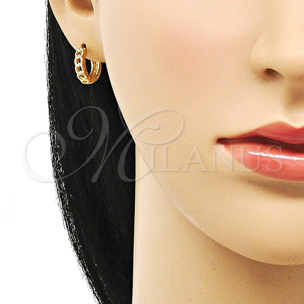Argolla Huggie 02.195.0161.14 Oro Laminado, Diseño de Cubana, Pulido, Tono Dorado