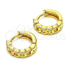 Argolla Huggie 02.195.0161.14 Oro Laminado, Diseño de Cubana, Pulido, Tono Dorado