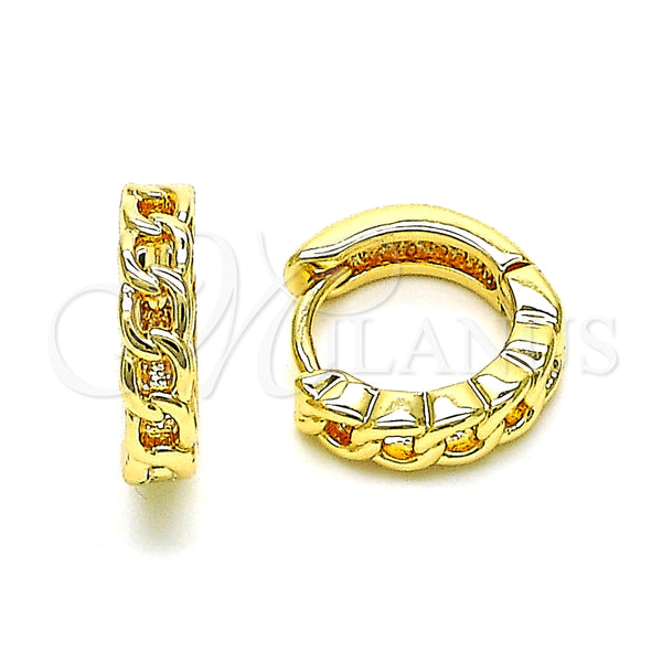 Argolla Huggie 02.195.0161.14 Oro Laminado, Diseño de Cubana, Pulido, Tono Dorado